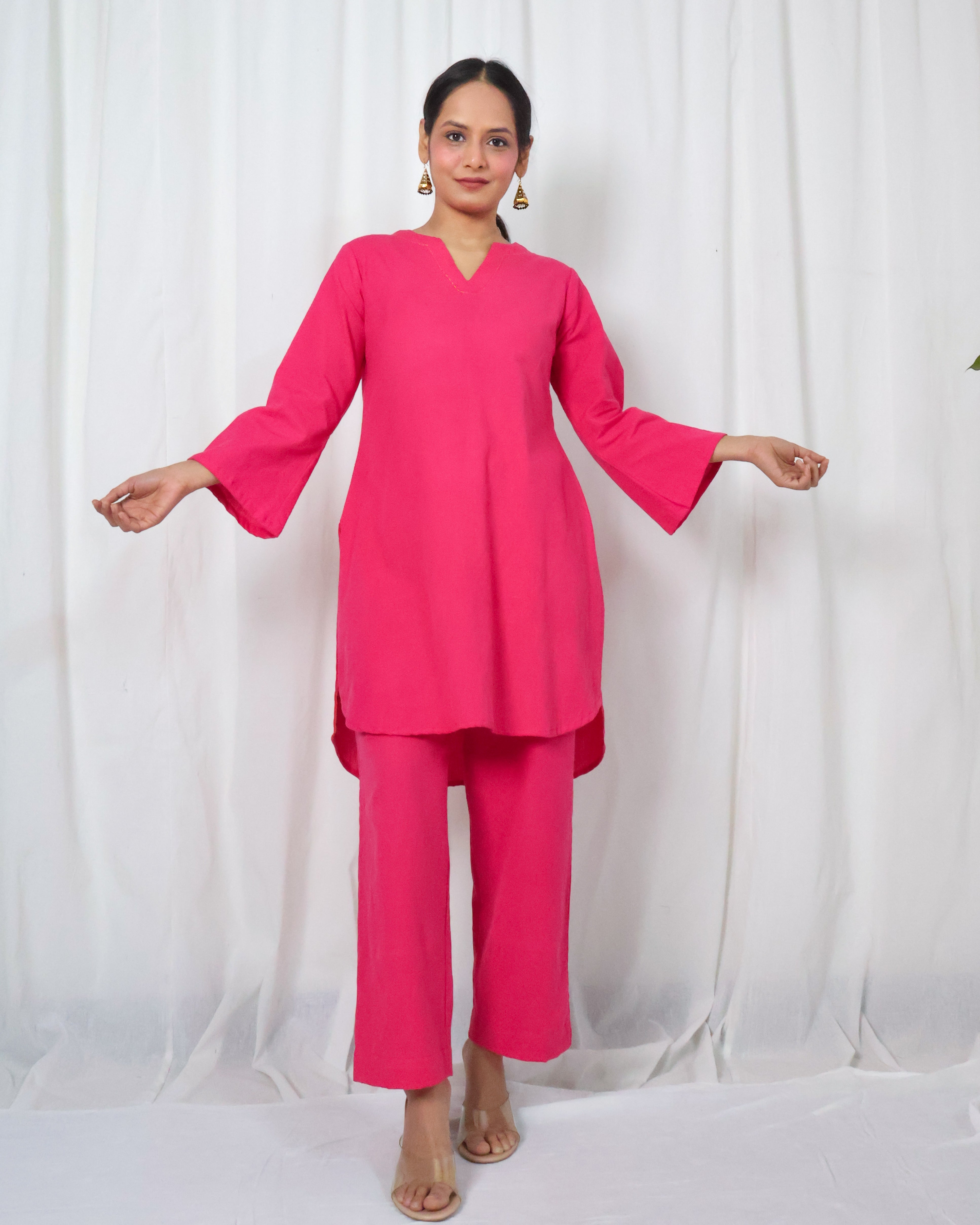 Jessie(green) - linen cotton flex kurta set in green with mughal hand block printed kota doria dupatta